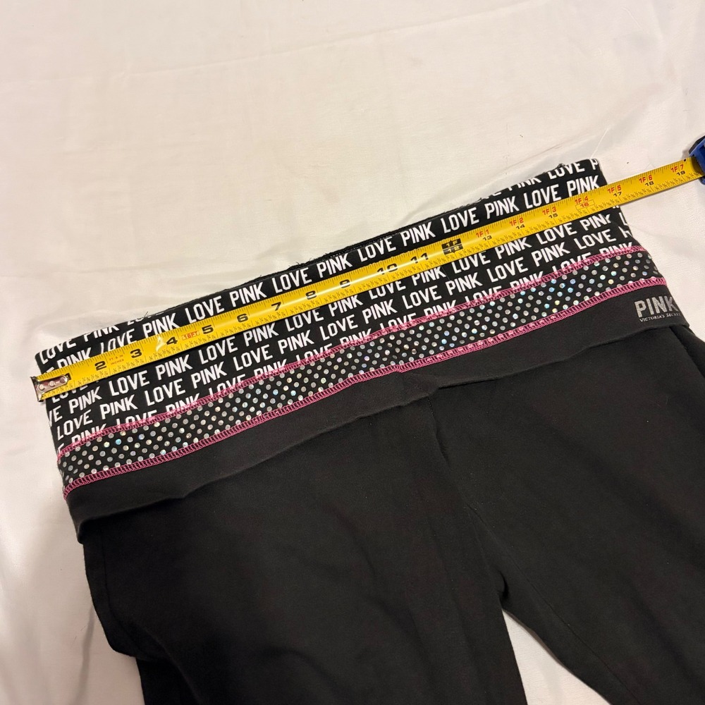Victoria's Secret PINK Foldover Yoga Pants Polka Dot and logo pattern Wide Leg - Picture 8 of 12